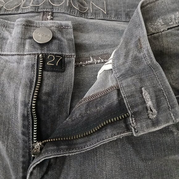 Goldsign Jeans Size 27 Virtual Skinny Ankle Distressed Gray Denim Stretch USA - Picture 6 of 9